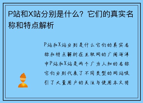 P站和X站分别是什么？它们的真实名称和特点解析